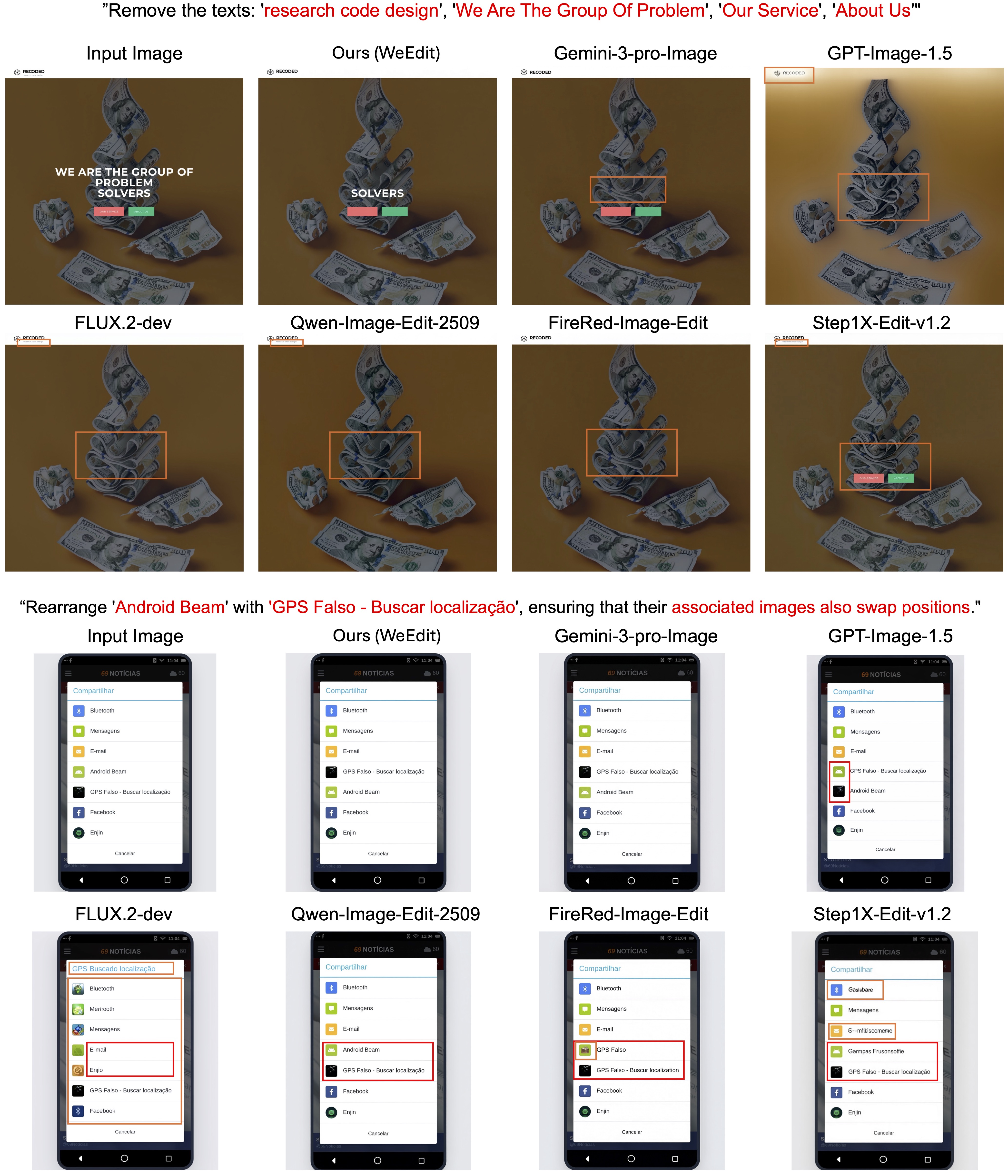 Delete and rearrange operation results